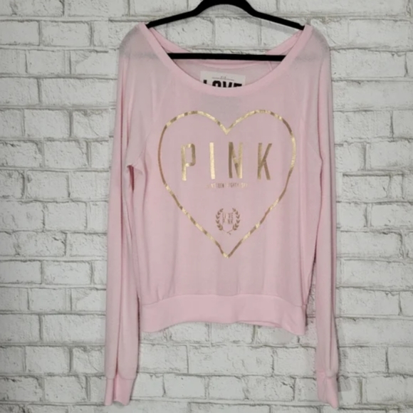 PINK Victoria's Secret Logo Long Sleeve Lightweight Sweatshirt - Picture 2 of 9